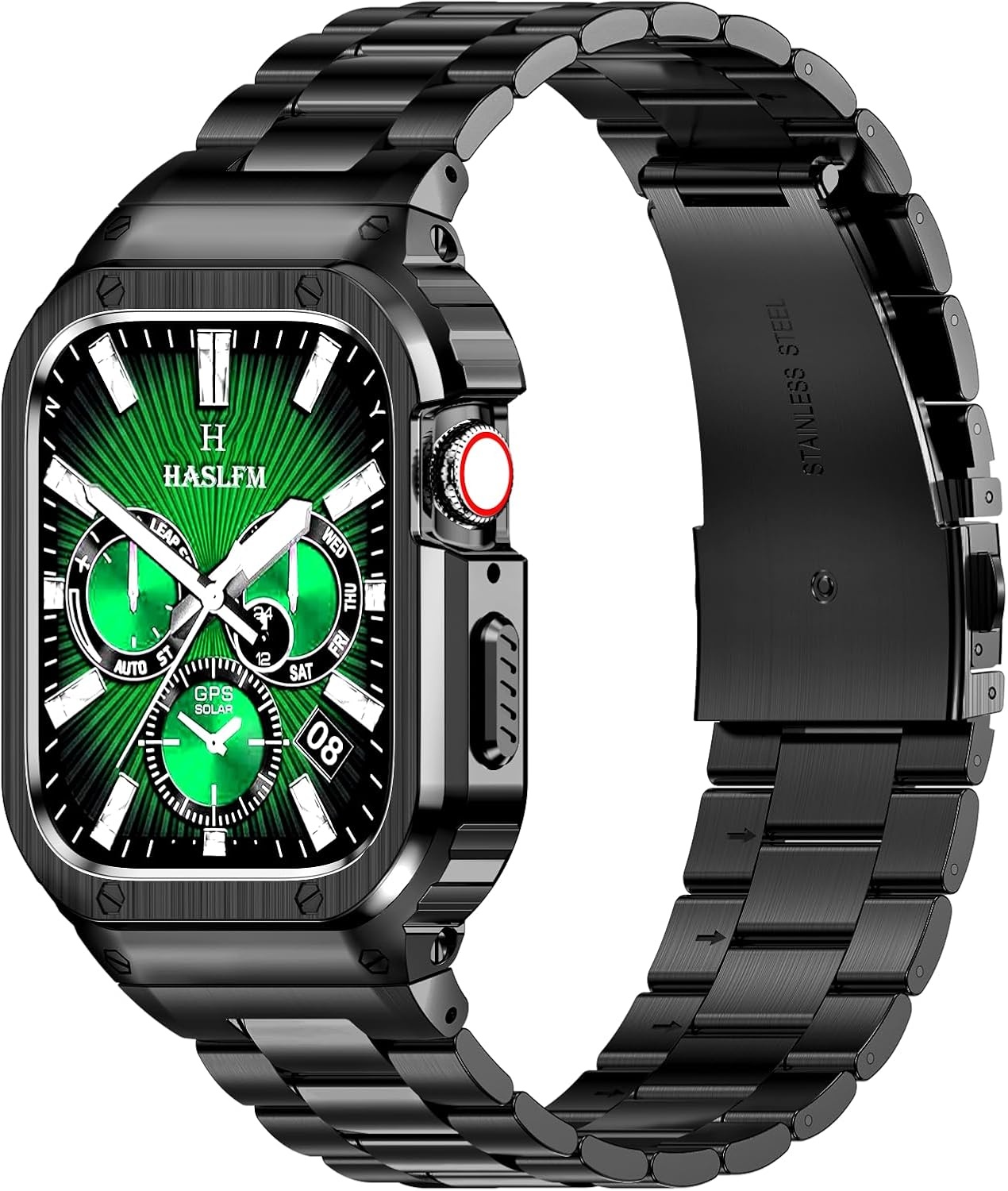 Apple Watch Band Staal met Hoes Zwart 44/42mm - 56% Korting