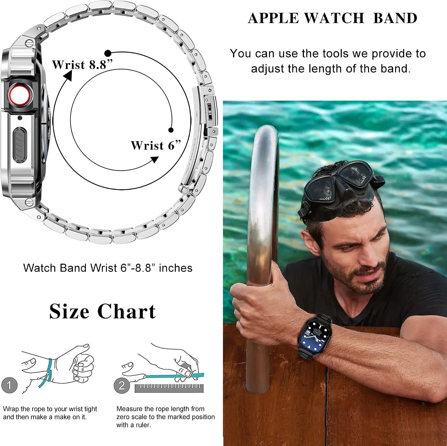 Apple Watch Band Staal met Hoes Zwart 44/42mm - 56% Korting