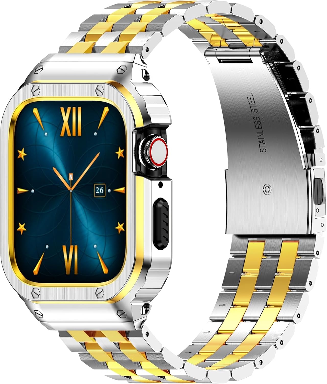 Apple Watch Band Staal met Hoes Zwart 44/42mm - 56% Korting