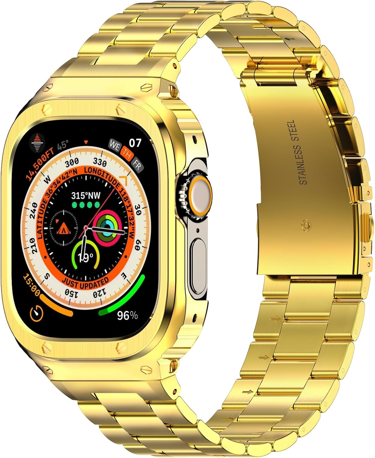 Apple Watch Band Staal met Hoes Zwart 44/42mm - 56% Korting