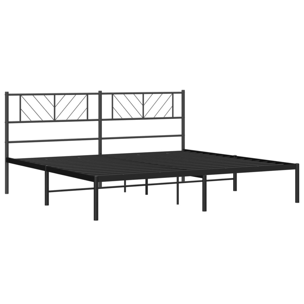VidaXL Metaal Bedframe met Hoofdbord Zwart 200x200cm - 35% Korting!