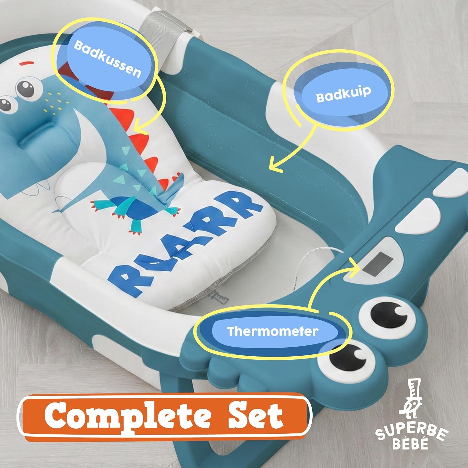 Opvouwbaar Babybadje Groen | Incl. Thermometer & Badkussen | 0-3 Jaar | 29% Korting