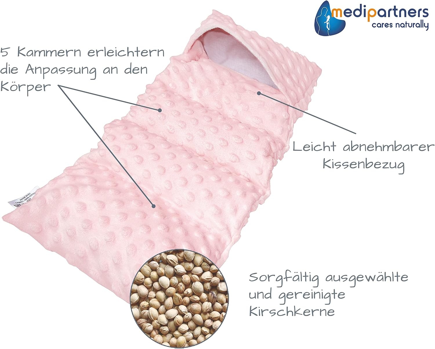 Kersenpitkussen 60x20 cm voor Warmte/Koudetherapie | Wasbare Minky Hoes (54% Korting)