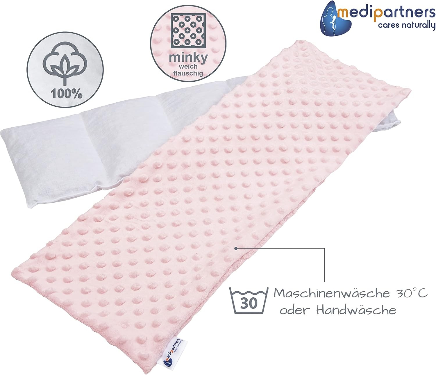 Kersenpitkussen 60x20 cm voor Warmte/Koudetherapie | Wasbare Minky Hoes (54% Korting)