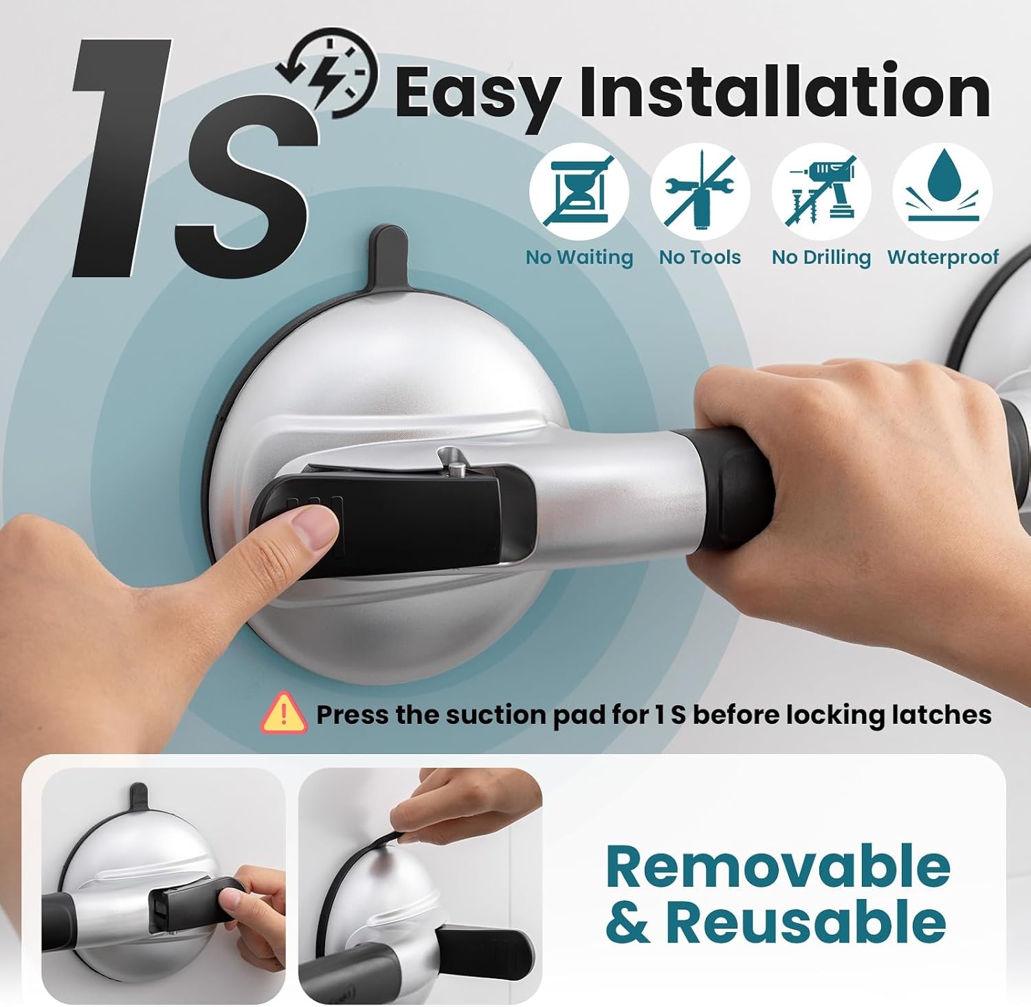 Zuignap Handgreep Badkamer Douche Toilet Zwart - 57% Korting