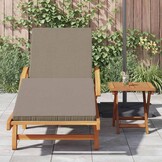 VidaXL Ligstoel met Kussen - Massief Acaciahout - Taupe - 55% Korting!