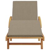 VidaXL Ligstoel met Kussen - Massief Acaciahout - Taupe - 55% Korting!