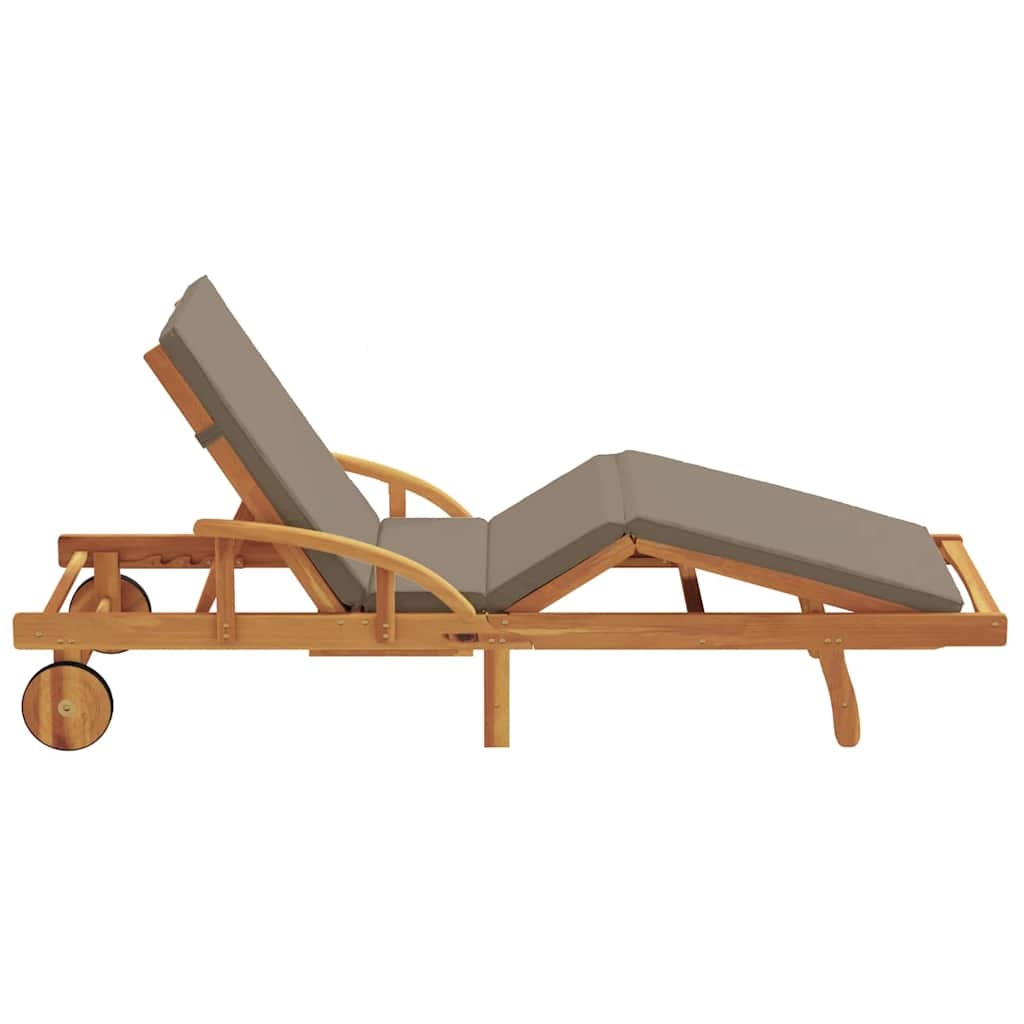 VidaXL Ligstoel met Kussen - Massief Acaciahout - Taupe - 55% Korting!