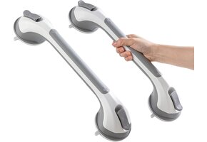 2x Grijze Badgreep Zuignap - Veilig & Zonder Boren - 43cm