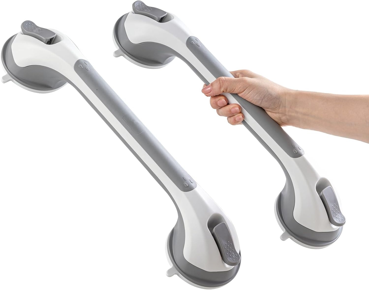 Set van 2 Grijze Badgrepen met Zuignap | 43 cm | 110 kg | Zonder Boren | 57% Korting
