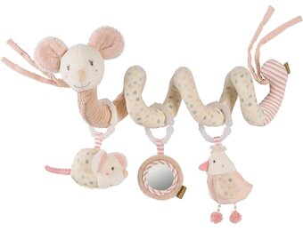 Activiteitenspiraal 35cm Roze/Beige met Rammelaar, Pieper & Glow-in-the-dark - 32% Korting!