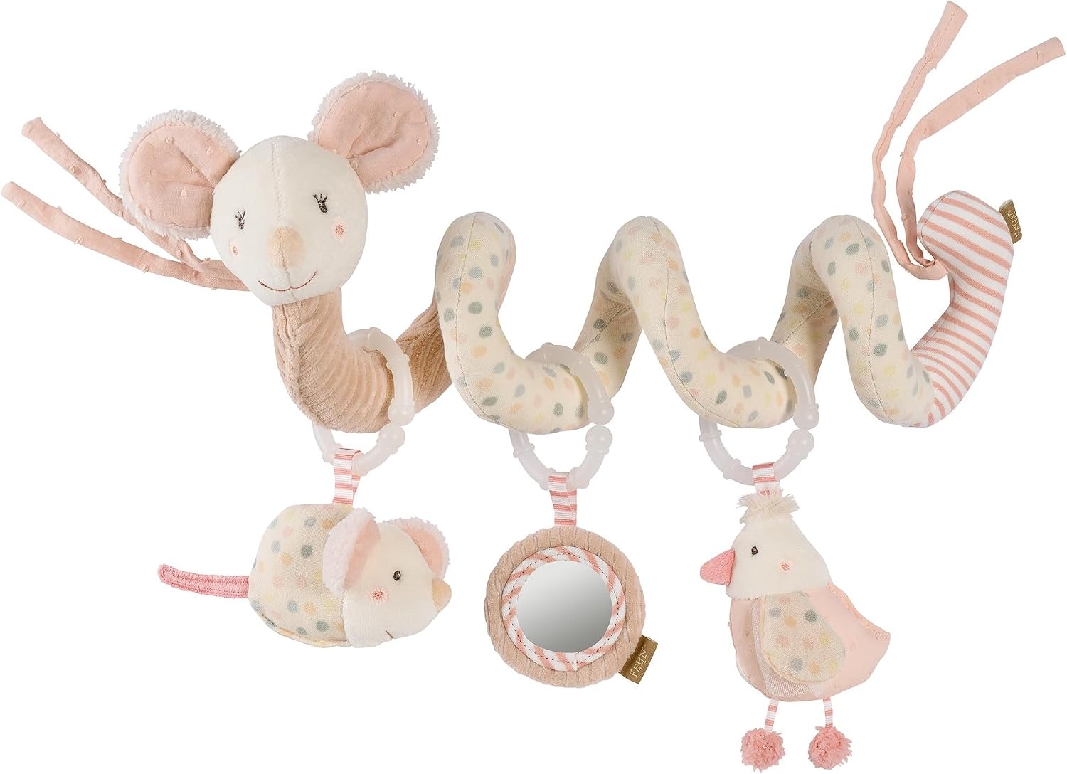 Activiteitenspiraal 35cm Roze/Beige met Rammelaar, Pieper & Glow-in-the-dark - 32% Korting!