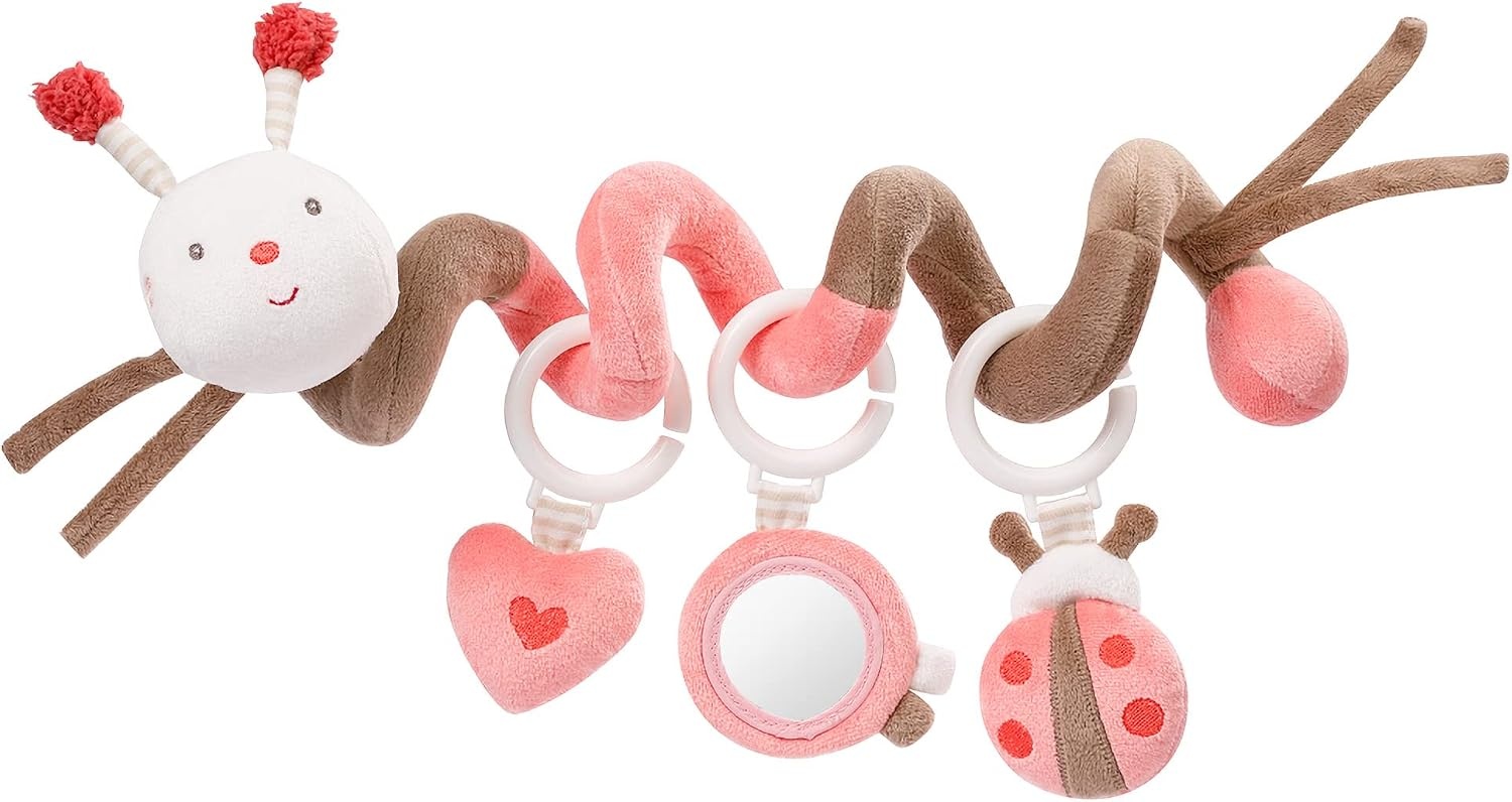 Activiteitenspiraal 35cm Roze/Beige met Rammelaar, Pieper & Glow-in-the-dark - 32% Korting!