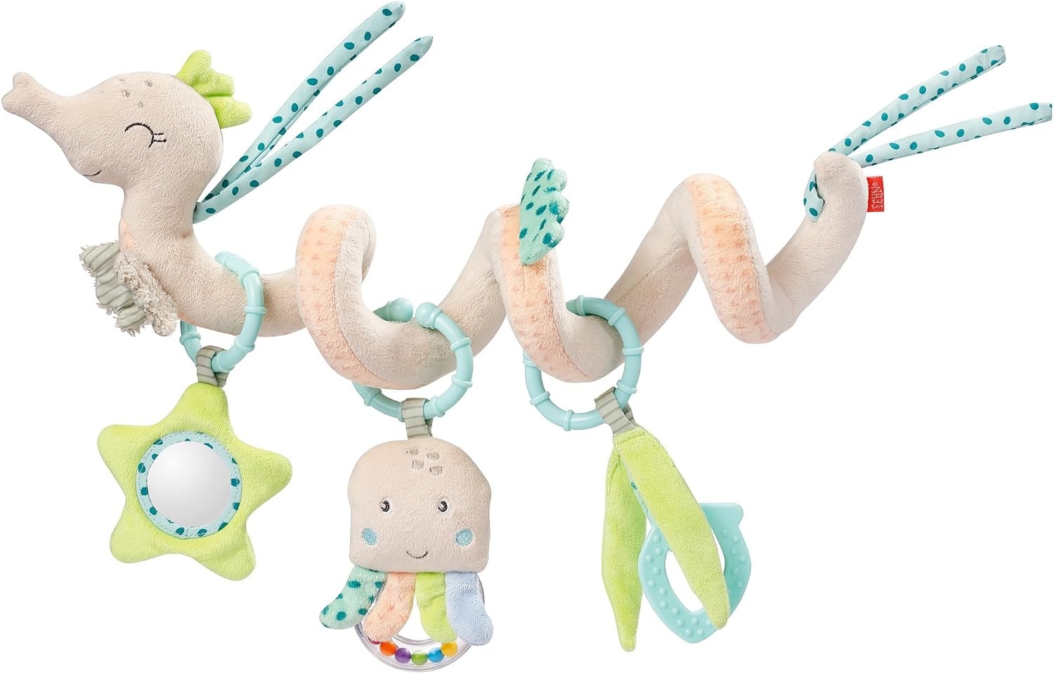 Activiteitenspiraal 35cm Roze/Beige met Rammelaar, Pieper & Glow-in-the-dark - 32% Korting!
