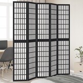 Kamerscherm met 5 panelen Paulowniahout - Zwart - 59% Korting