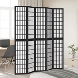 Kamerscherm met 5 panelen Paulowniahout - Zwart - 59% Korting