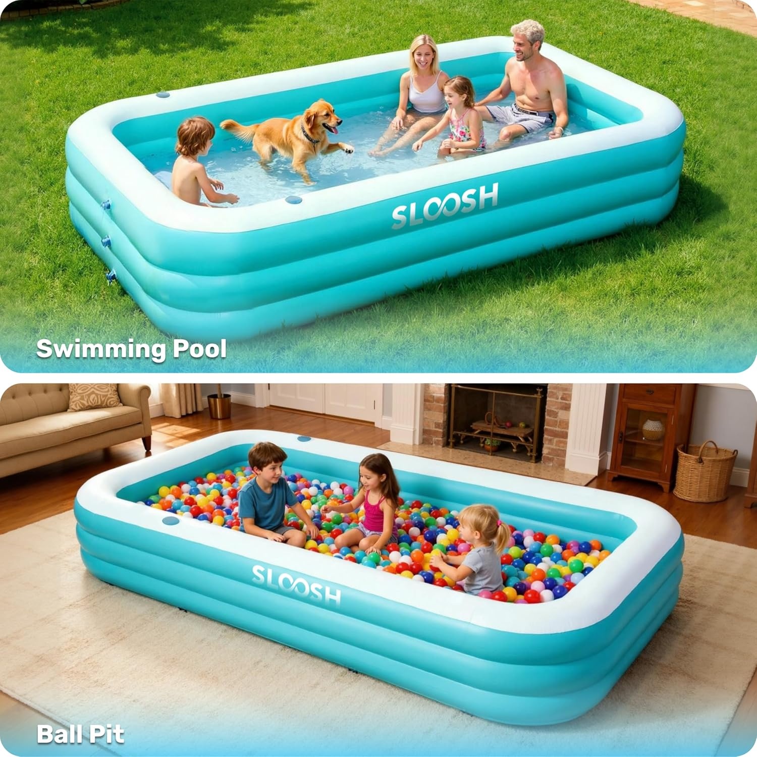 Opblaasbaar Familie Zwembad met Zitbank - 304x183x56 cm - 29% Korting