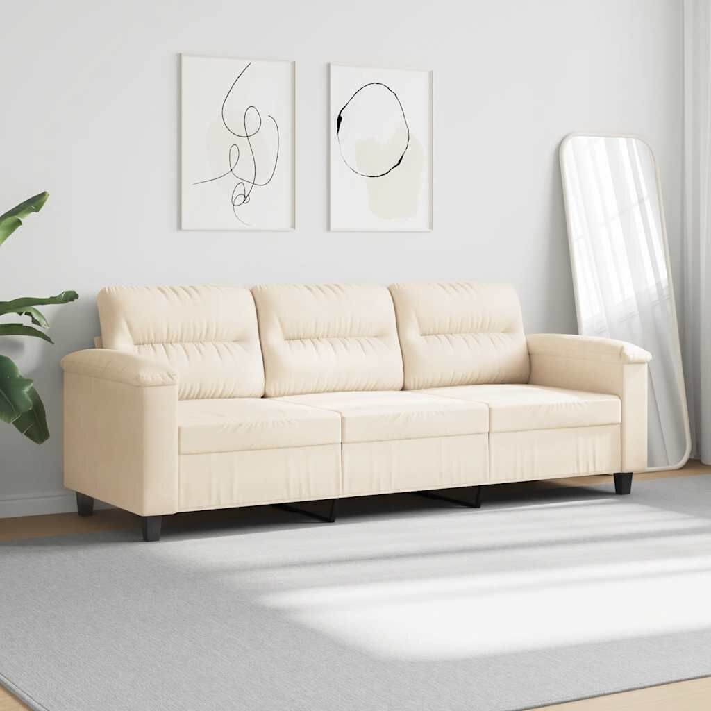 VidaXL 3-Zitsbank Microvezel Beige 180 cm - 35% Korting