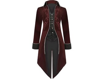 Heren Steampunk Mantel - Cosplay/Halloween - Rood, 3XL - 34% Korting!