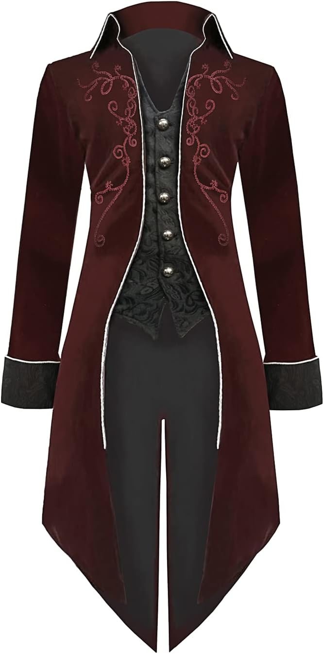 Middeleeuwse Steampunk Jas Heren Rood 3XL - 29% Korting
