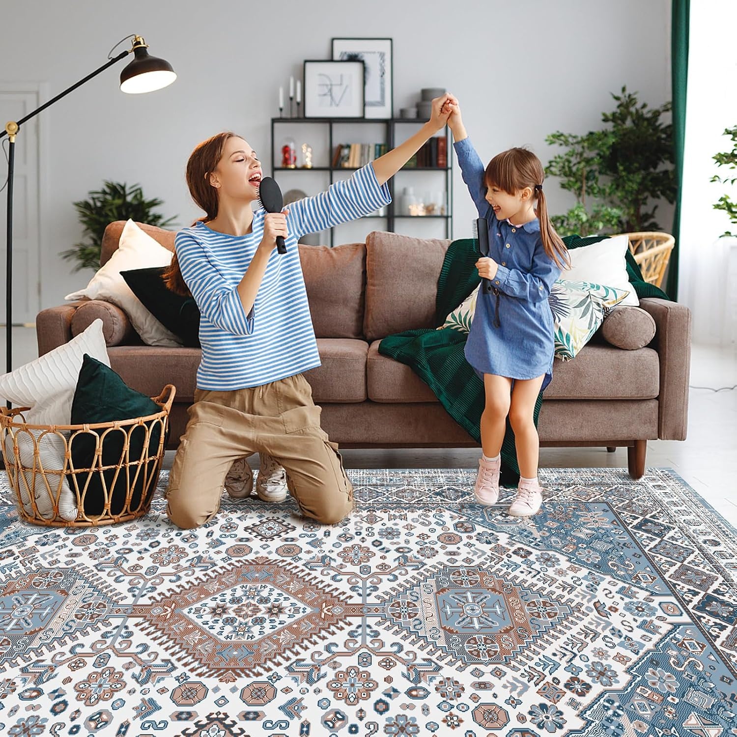 Donkerblauw Vloerkleed 200x290cm - Wasbaar & Antislip