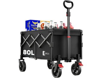 Opvouwbare Bolderkar Terrein 80L - Zwart (29% Korting)