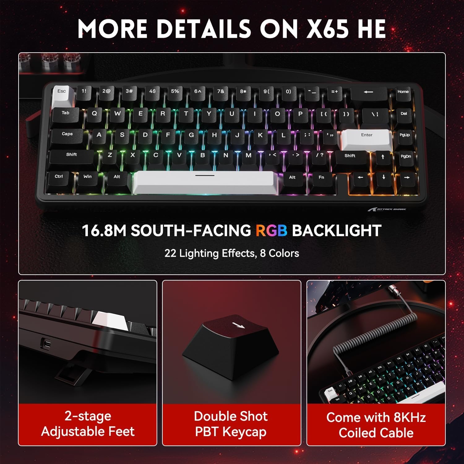 Gamingtoetsenbord ATTACK SHARK X65 HE - 29% Korting!