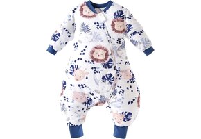 Baby Winterslaapzak met Voeten | Afneembare Mouwen | 2.5 TOG | Maat 80 | Katoen | Zebra-Leeuw Print | -50%