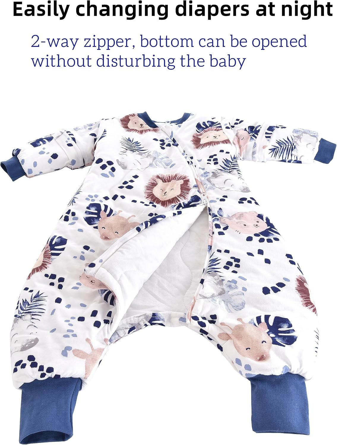 Baby Winterslaapzak Zebra-Leeuw Print - Afneembare Mouwen - 2.5 TOG - Maat 80 - 58% Korting