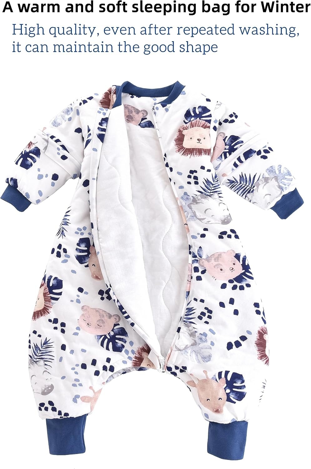 Baby Winterslaapzak Zebra-Leeuw Print - Afneembare Mouwen - 2.5 TOG - Maat 80 - 58% Korting