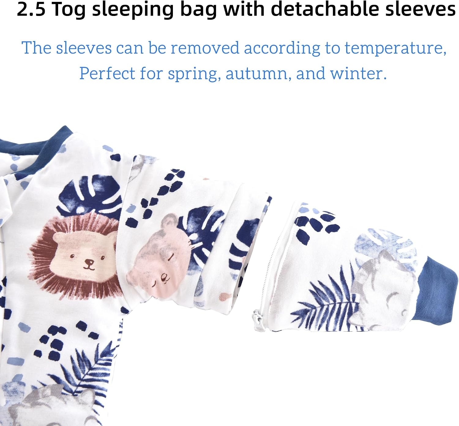 Baby Winterslaapzak Zebra-Leeuw Print - Afneembare Mouwen - 2.5 TOG - Maat 80 - 58% Korting