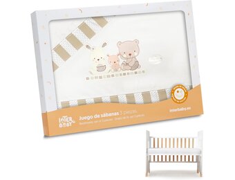 3-Delige Baby Beddengoedset Beige Katoen (60x120cm) - 28% Korting