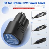 ASUNCELL Pack of 2 4000 mAh Lithium Ion Battery for Dremel 8260 8240 8250 Battery Rotation Tool Multifunctional Tool 12V 4Ah Li-ion Replacement Battery