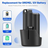 ASUNCELL Pack of 2 4000 mAh Lithium Ion Battery for Dremel 8260 8240 8250 Battery Rotation Tool Multifunctional Tool 12V 4Ah Li-ion Replacement Battery