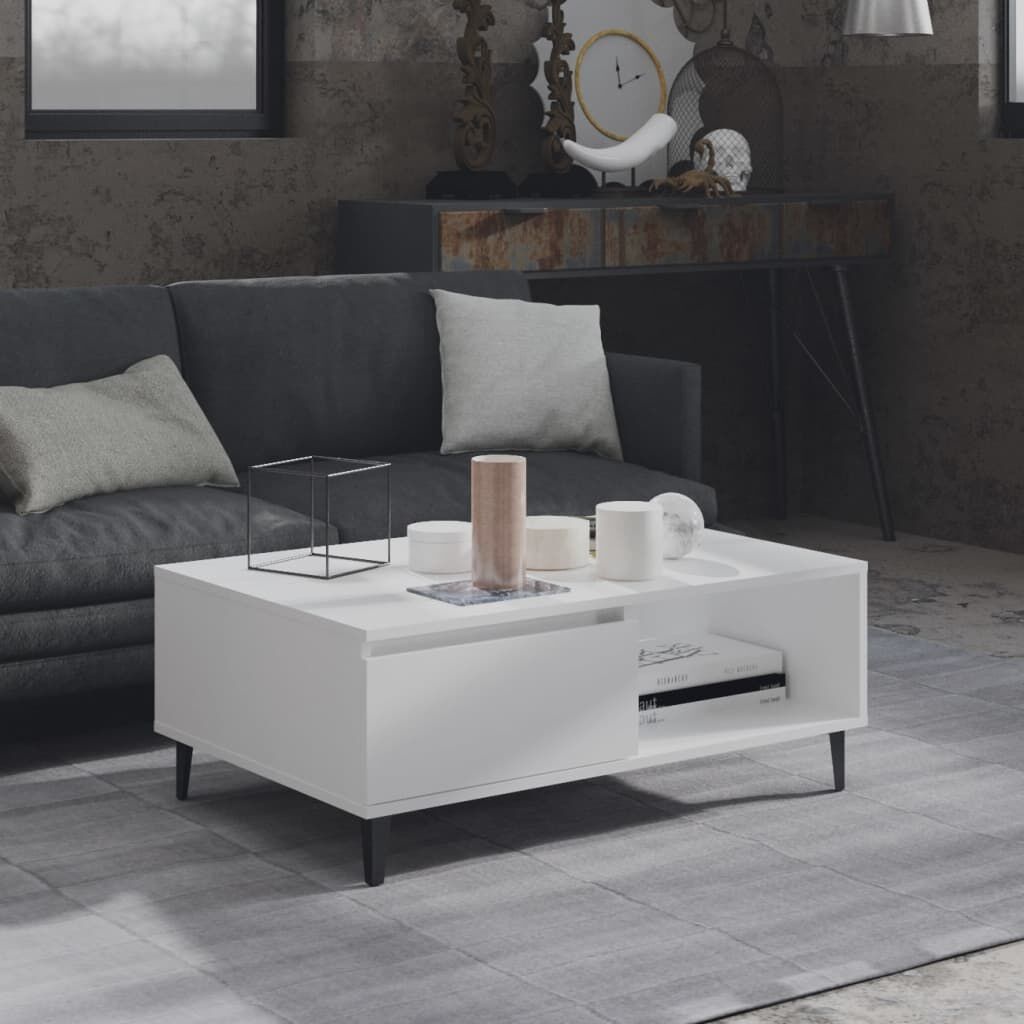 vidaXL Salontafel Wit Bewerkt Hout - 90x60x35 cm - 74% Korting