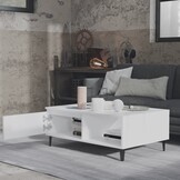 vidaXL Salontafel Wit Bewerkt Hout - 90x60x35 cm - 74% Korting