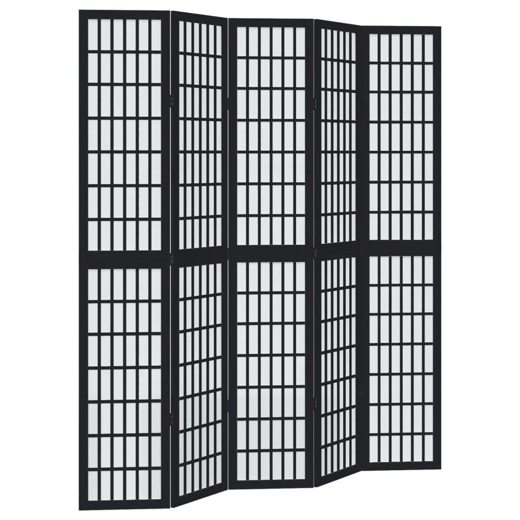 Kamerscherm met 5 panelen, Paulowniahout, Zwart - 35% Korting!