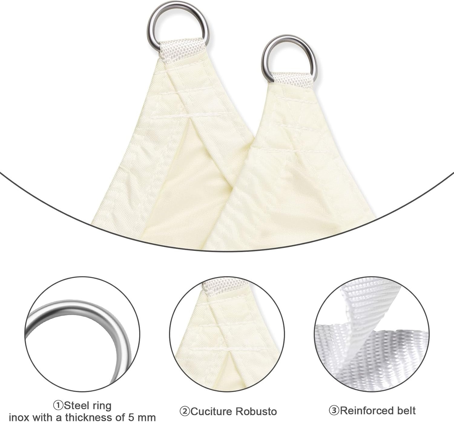 Rechthoekig Zonnezeil 2.5x4m Crème 95% UV-bescherming + Bevestigingsset (39% Korting)