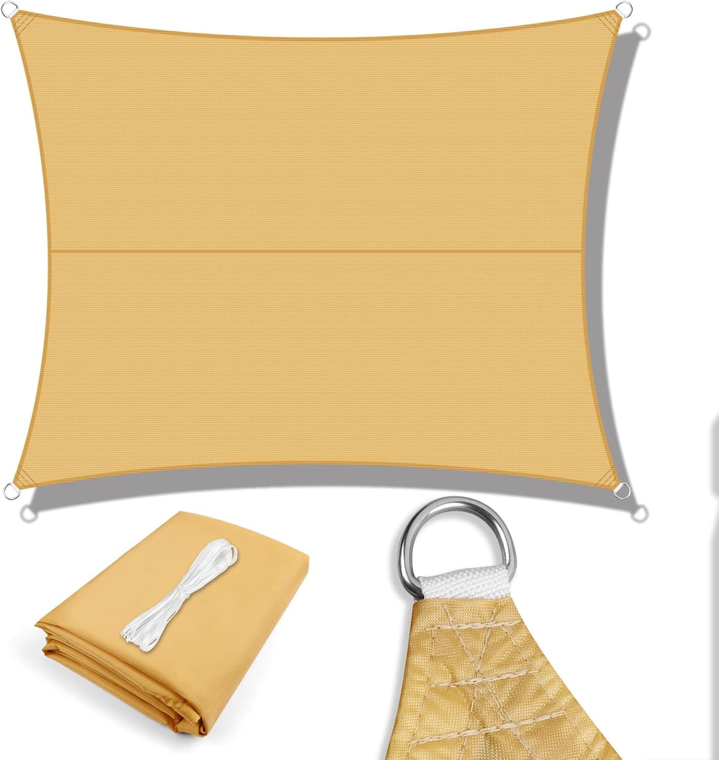 Rechthoekig Zonnezeil 2.5x4m Crème 95% UV-bescherming + Bevestigingsset (39% Korting)