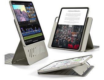 iPad Pro 12.9" (2022/2021) Hoes Titanium, 9 standen, afneembaar, 29% korting