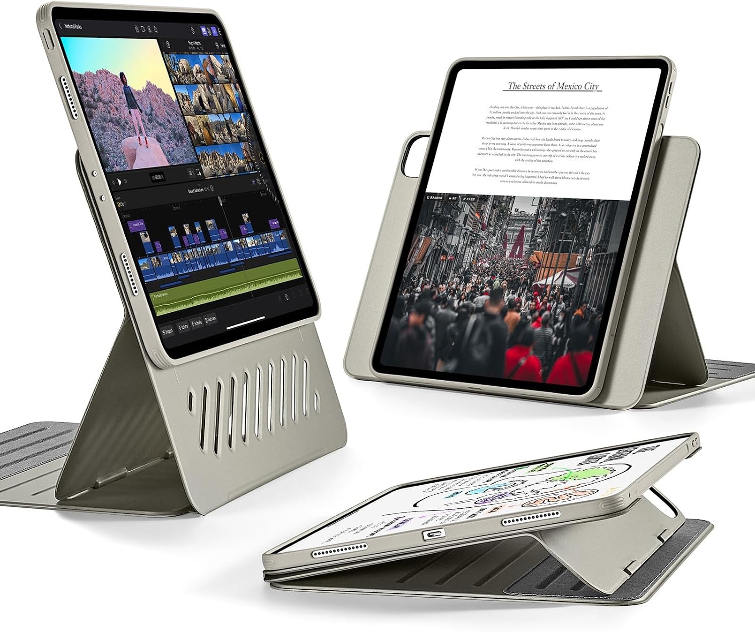 iPad Pro 12.9" (2022/2021) Hoes Titanium, 9 standen, afneembaar, 29% korting