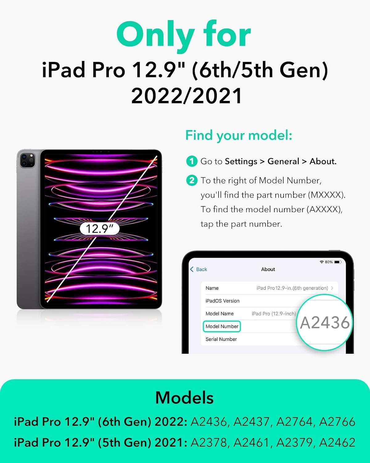iPad Pro 12.9" (2022/2021) Hoes Titanium, 9 standen, afneembaar, 29% korting