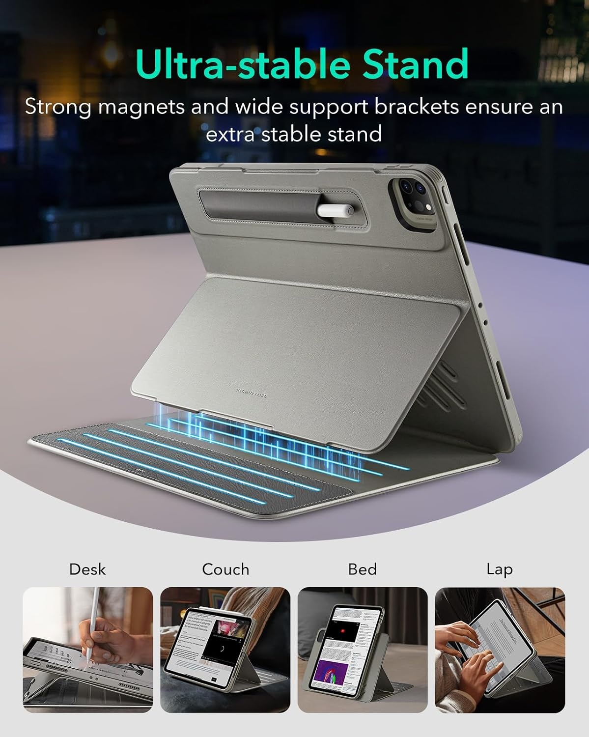 iPad Pro 12.9" (2022/2021) Hoes Titanium, 9 standen, afneembaar, 29% korting