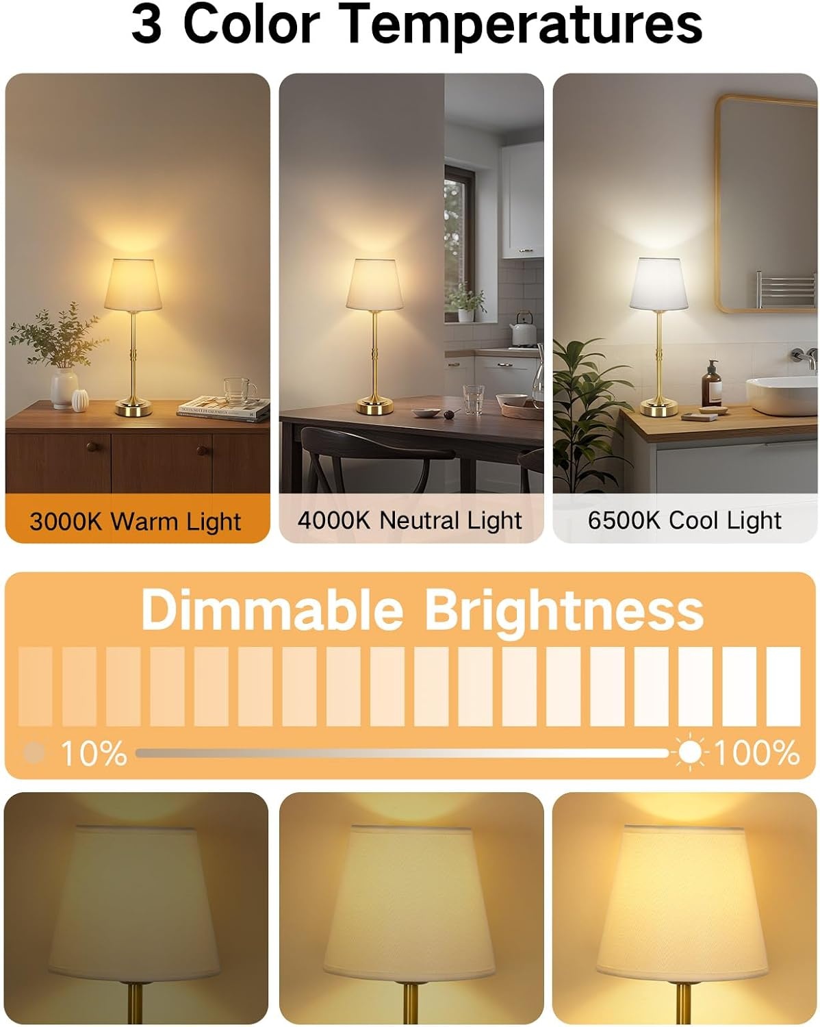 Draadloze LED Tafellamp Goud (2 stuks) - 29% Korting