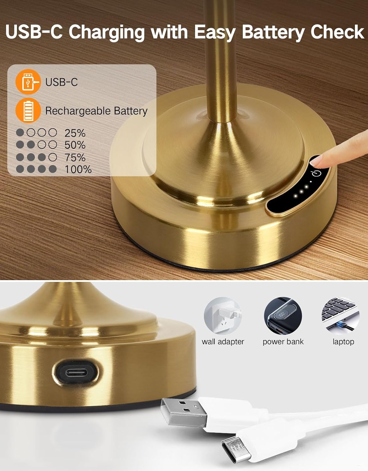 Draadloze LED Tafellamp Goud (2 stuks) - 29% Korting