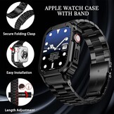 Roestvrij Staal Apple Watch Band met Hoes - Zwart - 56% Korting