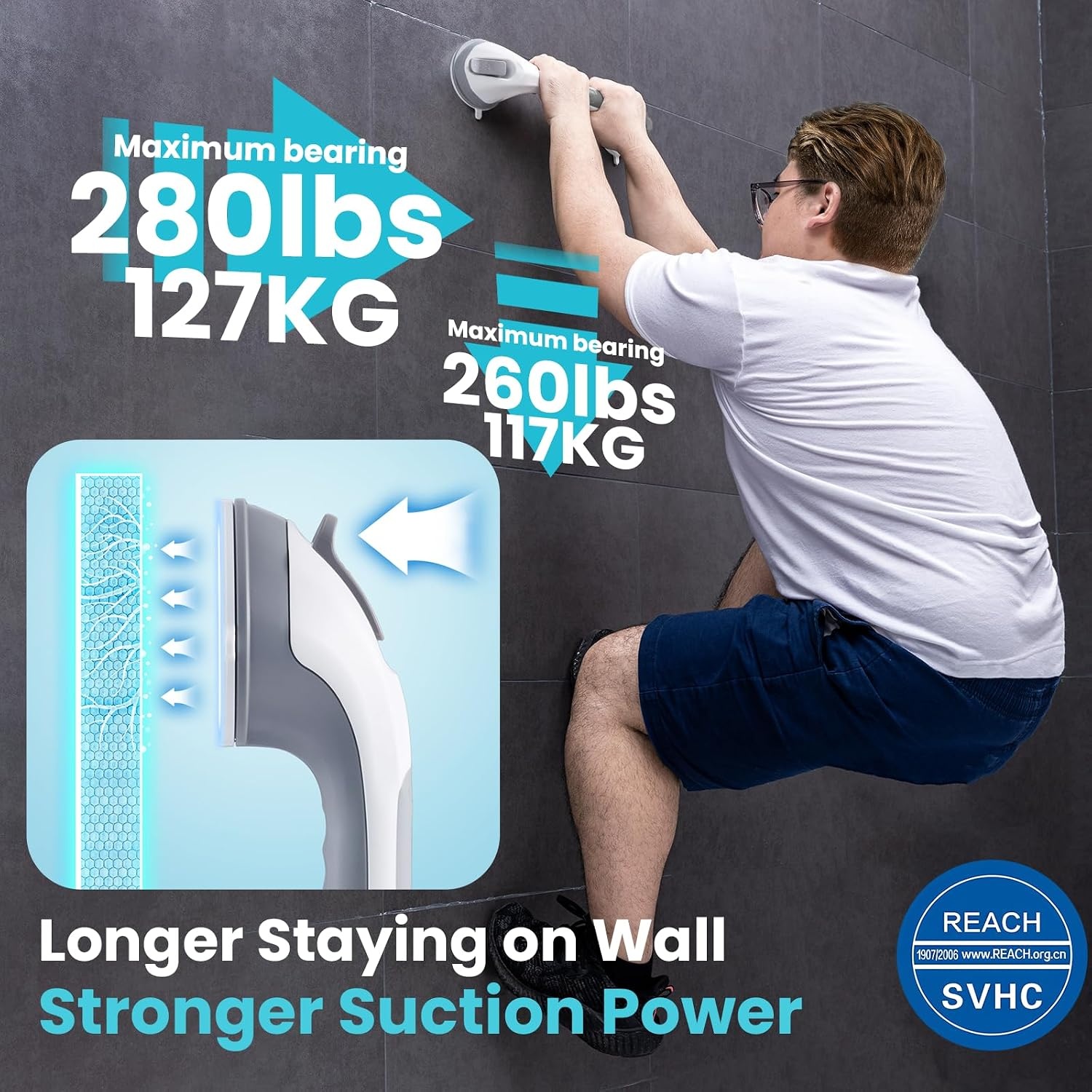 Zuignapgreep Badkamer 43cm Grijs (2 stuks) - 57% Korting!