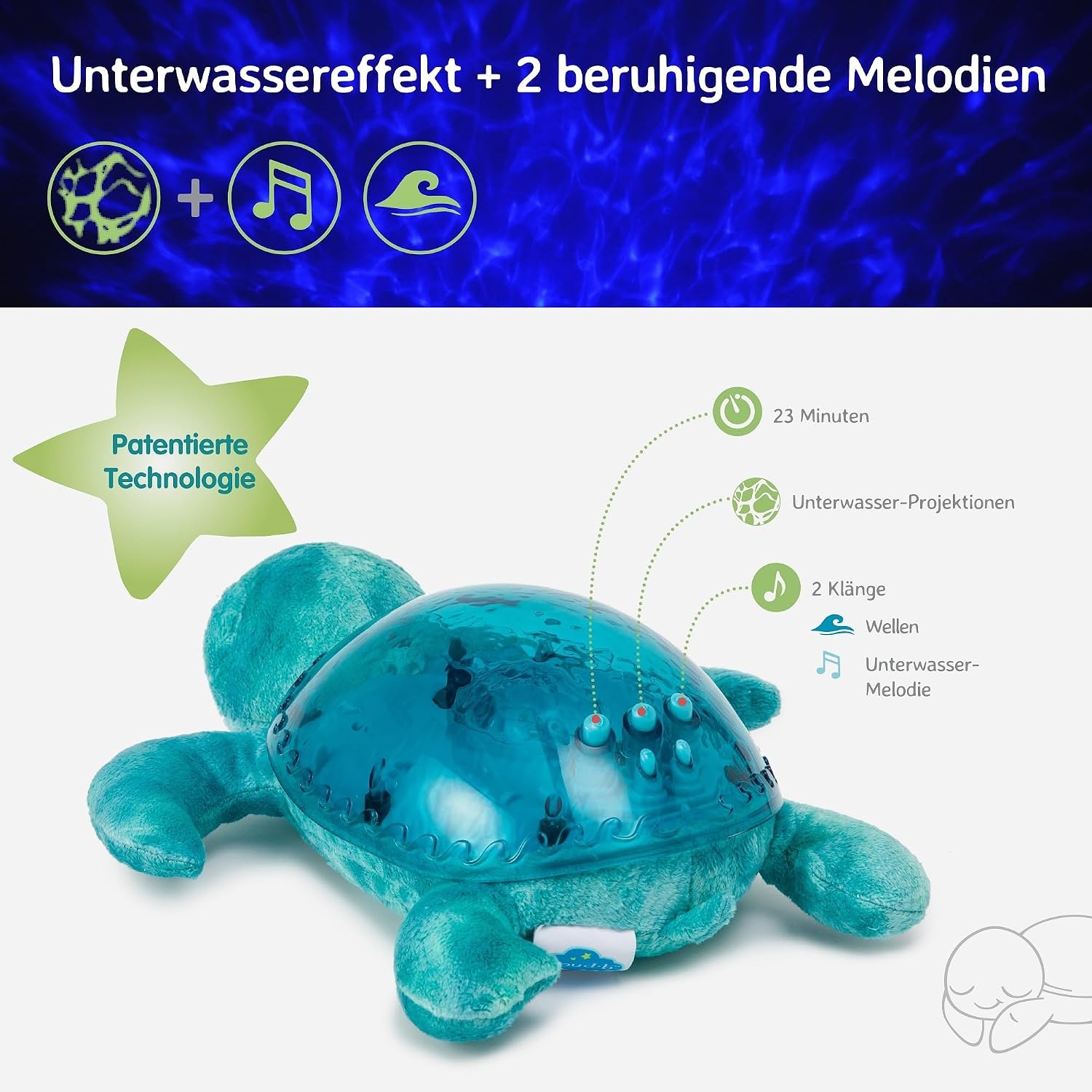 Nachtlamp Schildpad Blauw: Oceaanprojector met Geluid (34% Korting)