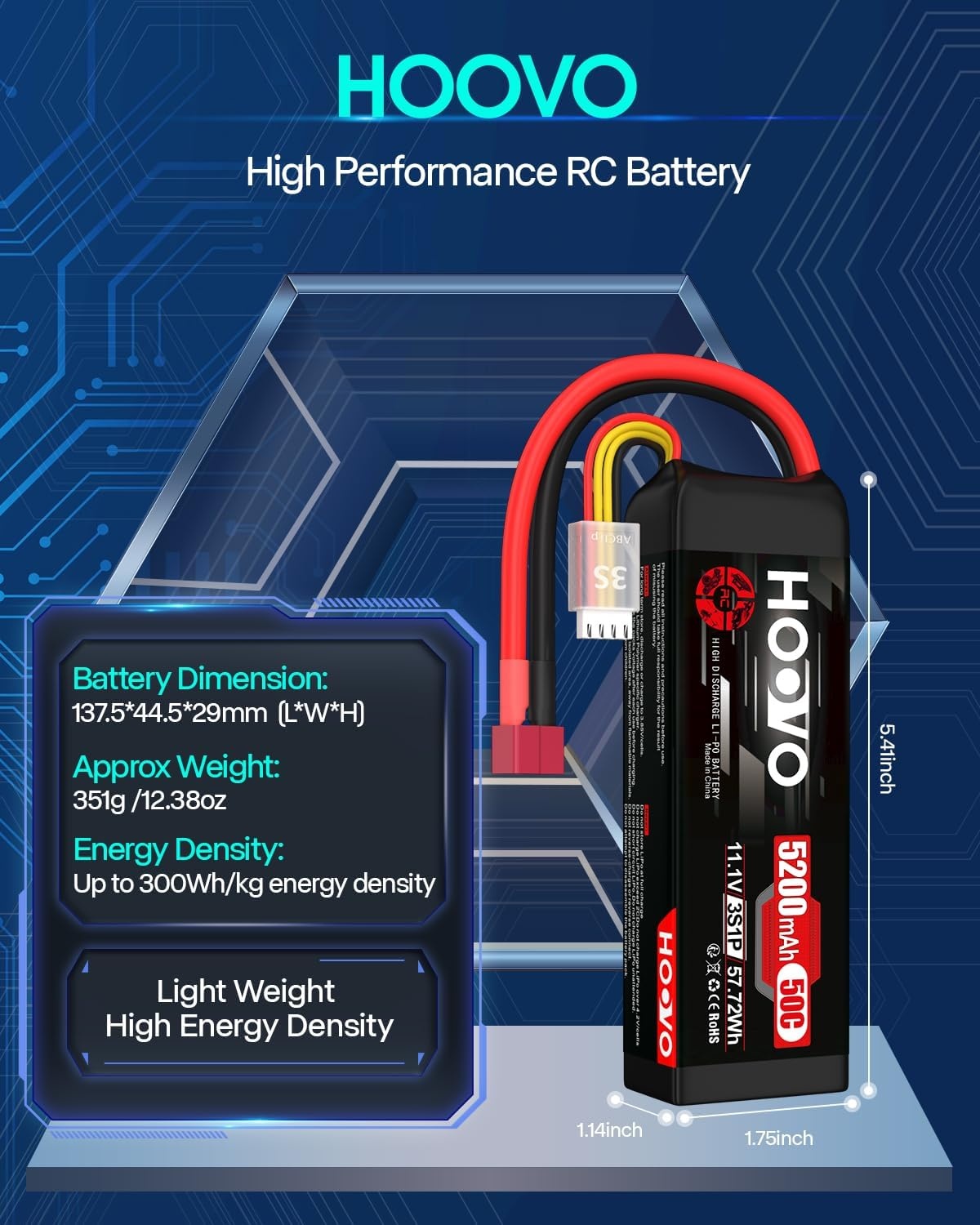 RC Lipo Accu's 3S 11.1V 5200mAh 50C (2 stuks) - 29% Korting