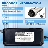 Snellader 48V Lithium Batterij E-bike/Scooter (Kugoo M4) | 54.6V 4A met Display | 34% Korting